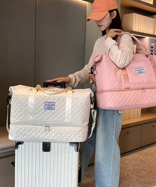 TONE SELECT GOODS(トーンセレクトグッズ)の「LESRIRE/キルティングトラベルバッグ L9215(スーツケース/キャリーバッグ・レディース・ホワイト/ブラック/ピンク/グリーン/ピンクベージュ・FREE)」の2枚目の写真