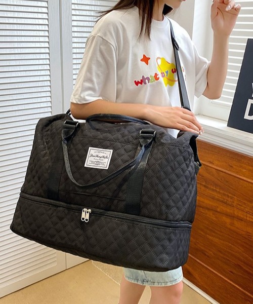 TONE SELECT GOODS(トーンセレクトグッズ)の「LESRIRE/キルティングトラベルバッグ L9215(スーツケース/キャリーバッグ・レディース・ホワイト/ブラック/ピンク/グリーン/ピンクベージュ・FREE)」の3枚目の写真
