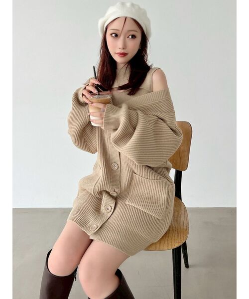 RESEXXY(リゼクシー)の「【ZOZO限定】アンサンブルリブニットワンピース(ワンピース・レディース・ホワイト/ピンク/ベージュ/ブラック・FREE)」の3枚目の写真