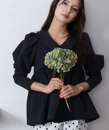 PICCIN PERLA | ビッグカラーペプラムブラウス(シャツ/ブラウス)