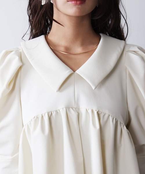 PICCIN PERLA（ピッチンペルラ）の「ビッグカラーペプラムブラウス（シャツ/ブラウス・レディース・アイボリー/ブラック・M）」の17枚目の写真