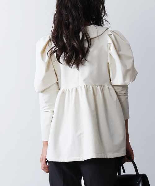 PICCIN PERLA（ピッチンペルラ）の「ビッグカラーペプラムブラウス（シャツ/ブラウス・レディース・アイボリー/ブラック・M）」の5枚目の写真