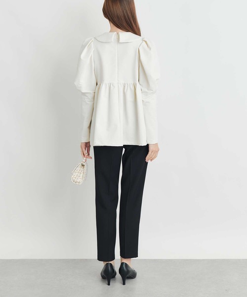 PICCIN PERLA(ピッチンペルラ)の「ビッグカラーペプラムブラウス(シャツ/ブラウス・レディース・アイボリー/ブラック・M)」の15枚目の写真