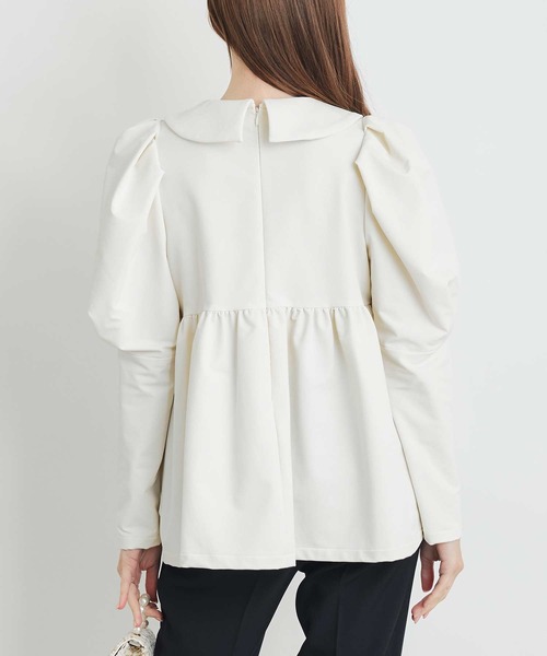 PICCIN PERLA(ピッチンペルラ)の「ビッグカラーペプラムブラウス(シャツ/ブラウス・レディース・アイボリー/ブラック・M)」の11枚目の写真
