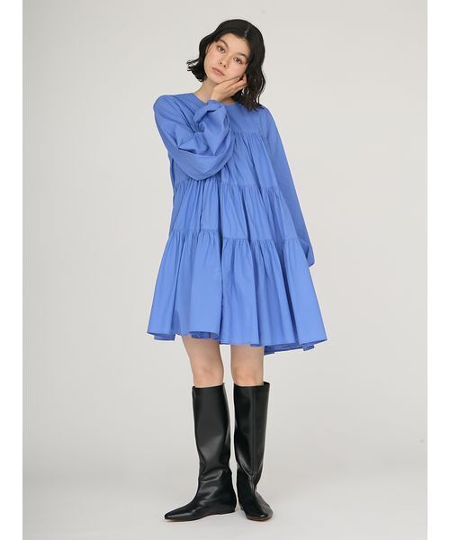 emmi（エミ）の「キャンブリックティアードワンピース（ワンピース・レディース・ブルー/ブラック・F）」の14枚目の写真