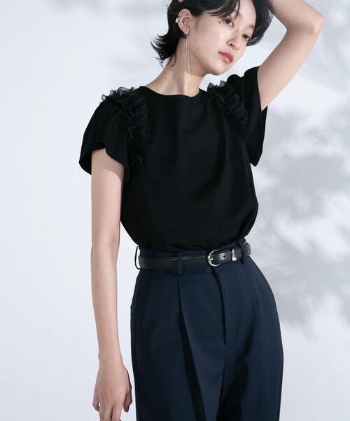 URBAN RESEARCH ROSSO WOMEN（アーバンリサーチ　ロッソ）の「シアードッキングデザインTシャツ（Tシャツ/カットソー・レディース・ホワイト/ブラック・FREE）」の2枚目の写真