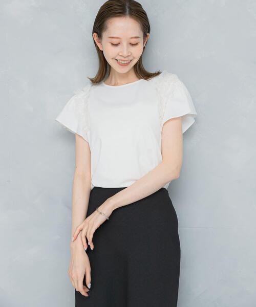 URBAN RESEARCH ROSSO WOMEN（アーバンリサーチ　ロッソ）の「シアードッキングデザインTシャツ（Tシャツ/カットソー・レディース・ホワイト/ブラック・FREE）」の3枚目の写真