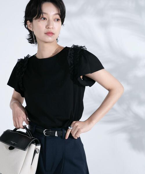 URBAN RESEARCH ROSSO WOMEN（アーバンリサーチ　ロッソ）の「シアードッキングデザインTシャツ（Tシャツ/カットソー・レディース・ホワイト/ブラック・FREE）」の8枚目の写真
