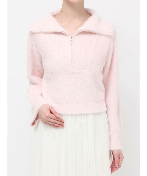 MERCURYDUO（マーキュリーデュオ）の「ミニシャギーハーフジップニット（ニット/セーター・レディース・グレー/アイボリー/ベビーピンク/ライトブルー・FREE）」の4枚目の写真
