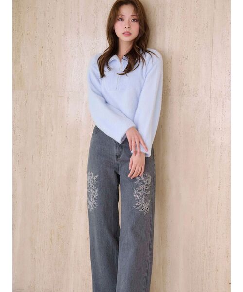 MERCURYDUO（マーキュリーデュオ）の「ミニシャギーハーフジップニット（ニット/セーター・レディース・グレー/アイボリー/ベビーピンク/ライトブルー・FREE）」の14枚目の写真