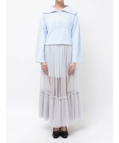 MERCURYDUO（マーキュリーデュオ）の「ミニシャギーハーフジップニット（ニット/セーター・レディース・グレー/アイボリー/ベビーピンク/ライトブルー・FREE）」の8枚目の写真