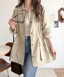 Java（ジャバ）の「《JaVaジャバコラボ》明日、結局これを選んでる。ナイロンワッシャー素材ウエストドロストジャケットコート（ミドル丈）（ブルゾン）」