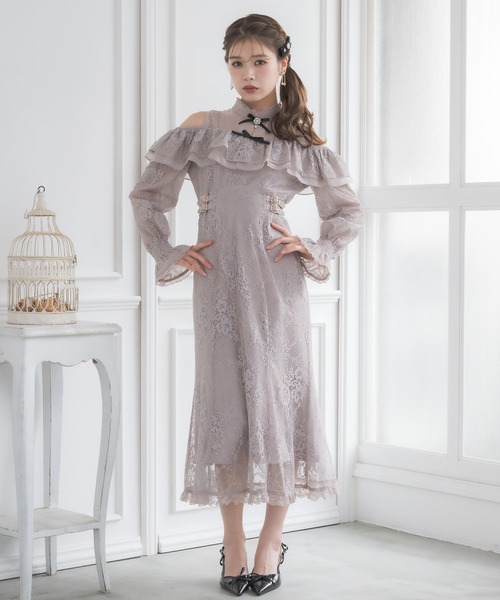 専用になりました 極美品 リネンとチュールレースのワンピース XS-Lサイズあり【SETTAN/セッタン】フラワーレース/ フリル