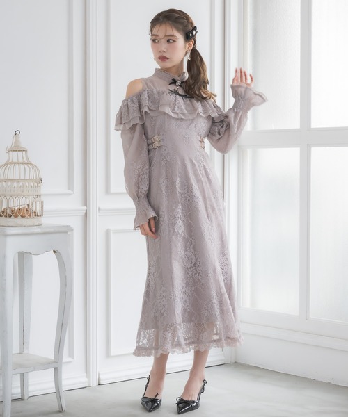 肩開き総レースワンピース（ワンピース）｜couture BY ROJITA