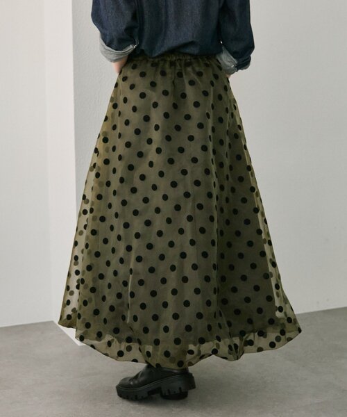 ear PAPILLONNER（イアパピヨネ）の「ドットシアースカート【SUM1 STYLE(スミスタイル)】（スカート・レディース・カーキ/ブラック・FREE）」の14枚目の写真