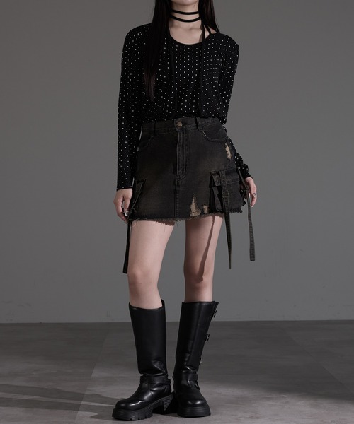 apres jour mignon（アプレジュールミニョン）の「ドット柄チョーカートップス（Tシャツ/カットソー・レディース・ブラック/グレー/アイボリー・X-LARGE/フリー）」の5枚目の写真