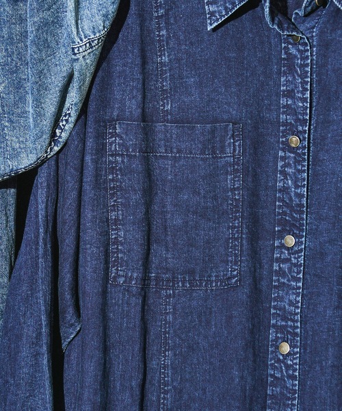 ROSE BUD（ローズバッド）の「【WEB・一部店舗限定】DENIM LIKE SHIRT DRESS（ワンピース・レディース・ブルー/ネイビー・ONE SIZE）」の9枚目の写真