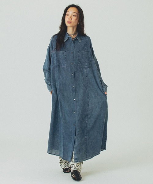 ROSE BUD（ローズバッド）の「【WEB・一部店舗限定】DENIM LIKE SHIRT DRESS（ワンピース・レディース・ブルー/ネイビー・ONE SIZE）」の20枚目の写真