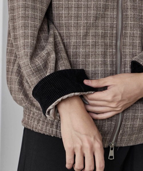 Theater code(シアターコード)の「Gingham Check Double-Zip Blouson / ギンガムチェック ダブルジップブルゾン 秋 秋服メンズ 2026年秋冬 冬服(ブルゾン・メンズ・ブラウン・M/L)」の4枚目の写真