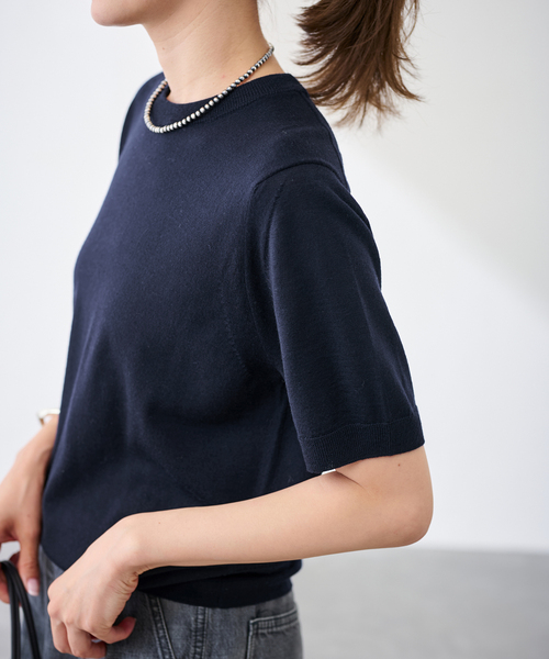 FRAMeWORK（フレームワーク）の「イタリアヤーン basicハーフスリーブプルオーバー（ニット/セーター・レディース・レッド/ブラウン/ネイビー/ホワイト・FREE）」の3枚目の写真