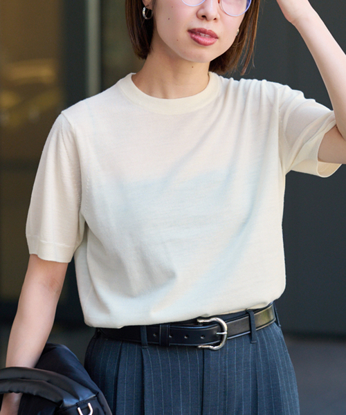 FRAMeWORK（フレームワーク）の「イタリアヤーン basicハーフスリーブプルオーバー（ニット/セーター・レディース・レッド/ブラウン/ネイビー/ホワイト・FREE）」の8枚目の写真