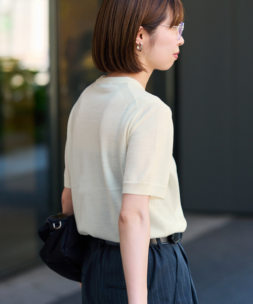 FRAMeWORK（フレームワーク）の「イタリアヤーン basicハーフスリーブプルオーバー（ニット/セーター・レディース・レッド/ブラウン/ネイビー/ホワイト・FREE）」の10枚目の写真