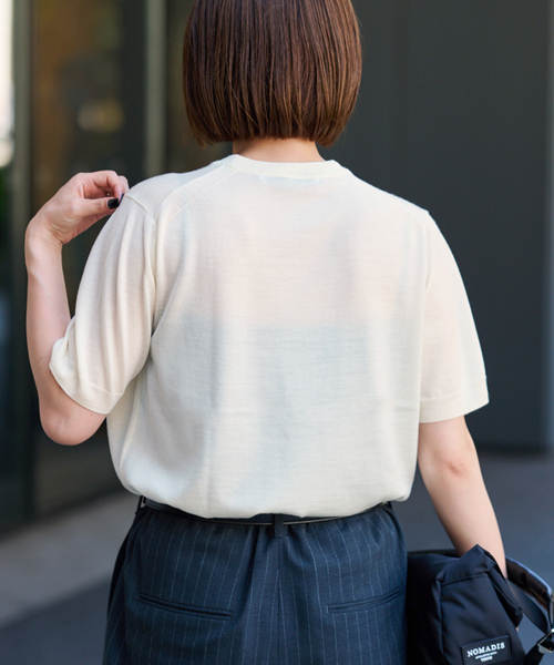 FRAMeWORK（フレームワーク）の「イタリアヤーン basicハーフスリーブプルオーバー（ニット/セーター・レディース・レッド/ブラウン/ネイビー/ホワイト・FREE）」の11枚目の写真