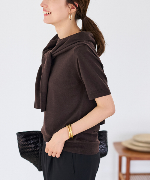 FRAMeWORK（フレームワーク）の「イタリアヤーン basicハーフスリーブプルオーバー（ニット/セーター・レディース・レッド/ブラウン/ネイビー/ホワイト・FREE）」の16枚目の写真