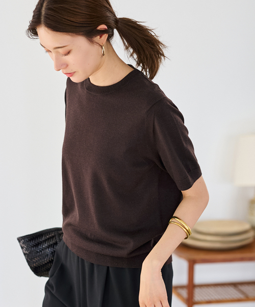 FRAMeWORK（フレームワーク）の「イタリアヤーン basicハーフスリーブプルオーバー（ニット/セーター・レディース・レッド/ブラウン/ネイビー/ホワイト・FREE）」の17枚目の写真