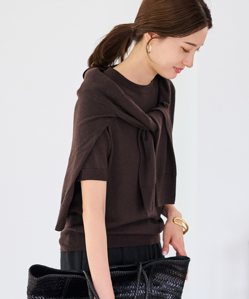 FRAMeWORK（フレームワーク）の「イタリアヤーン basicハーフスリーブプルオーバー（ニット/セーター・レディース・レッド/ブラウン/ネイビー/ホワイト・FREE）」の18枚目の写真