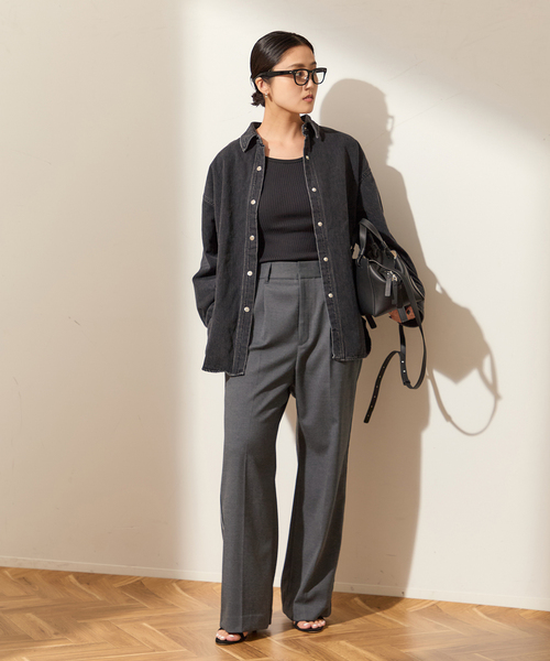 journal standard L'essage（ジャーナルスタンダードレサージュ）の「ソフトサキソニーラインパンツ（その他パンツ・レディース・チャコールグレー/ブラウン・36/38）」の6枚目の写真