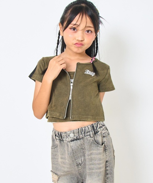 ANAP kids(アナップキッズ)の「ダブルジップ トップス × キャミソール SET(Tシャツ/カットソー・キッズ・ブラック系その他/カーキ/ライトグレー・130cm/120cm/110cm)」の12枚目の写真