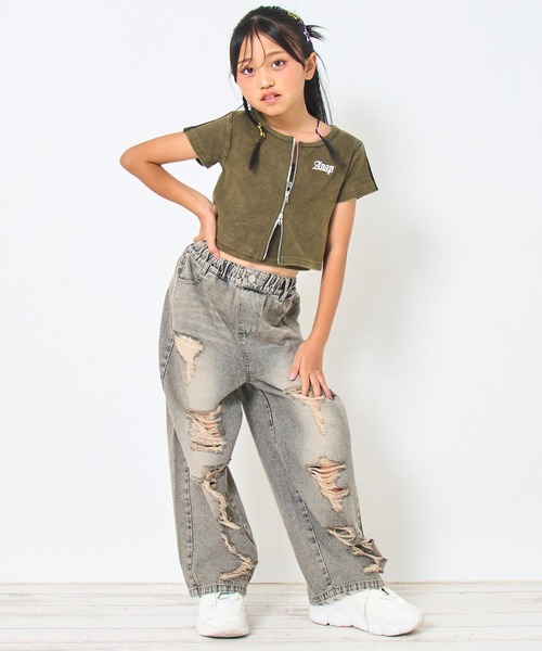 ANAP kids(アナップキッズ)の「ダブルジップ トップス × キャミソール SET(Tシャツ/カットソー・キッズ・ブラック系その他/カーキ/ライトグレー・130cm/120cm/110cm)」の13枚目の写真
