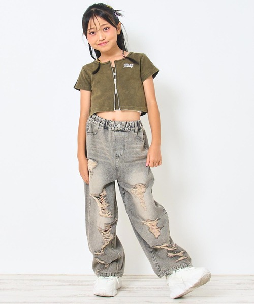 ANAP kids(アナップキッズ)の「ダブルジップ トップス × キャミソール SET(Tシャツ/カットソー・キッズ・ブラック系その他/カーキ/ライトグレー・130cm/120cm/110cm)」の14枚目の写真
