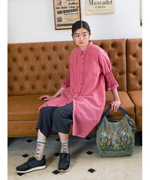 SUPER HAKKA（スーパーハッカ）の「ラインフラワージャカードソックス（ソックス/靴下・レディース・オフホワイト/チャコール/ブルー・FREE）」の7枚目の写真