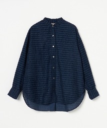 CUT JACQUARD BAND COLLAR SHIRT