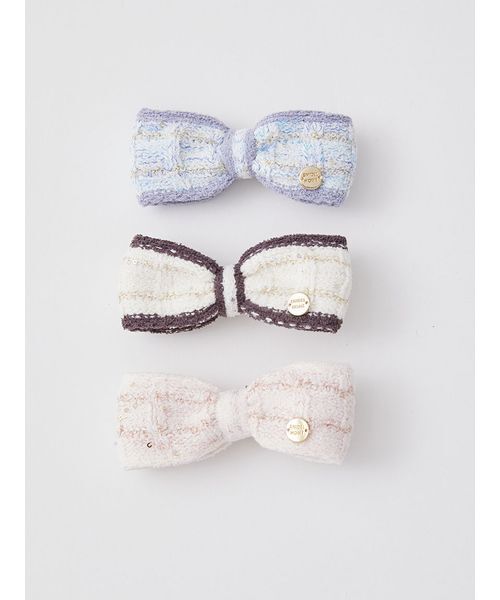 SNIDEL HOME（スナイデルホーム）の「ラメニットリボンピン（ヘアピン・レディース・ライトブルー/オフホワイト/ピンク・F）」の9枚目の写真