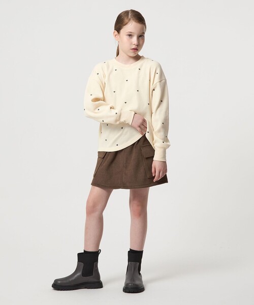 green label relaxing（グリーンレーベルリラクシング）の「ハート総柄 ワッフル ロングスリーブTシャツ / キッズ  100cm－160cm（Tシャツ/カットソー・キッズ・オフホワイト/ライラック/ブラウン系・140cm/100cm/110cm/150cm/120cm/130cm/160cm）」の7枚目の写真