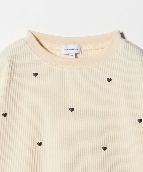 green label relaxing（グリーンレーベルリラクシング）の「ハート総柄 ワッフル ロングスリーブTシャツ / キッズ  100cm－160cm（Tシャツ/カットソー・キッズ・オフホワイト/ライラック/ブラウン系・140cm/100cm/110cm/150cm/120cm/130cm/160cm）」の21枚目の写真