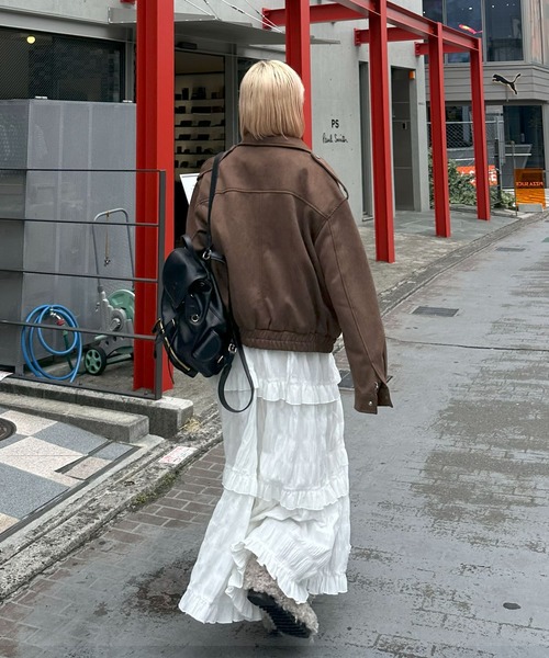 Alley Tokyo(アリートーキョー)の「エコスウェードBIGブルゾン(ブルゾン・レディース・ブラウン・FREE)」の9枚目の写真
