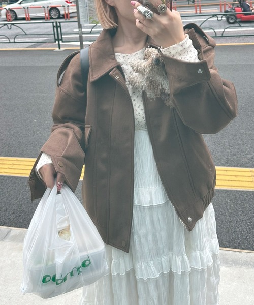 Alley Tokyo(アリートーキョー)の「エコスウェードBIGブルゾン(ブルゾン・レディース・ブラウン・FREE)」の22枚目の写真