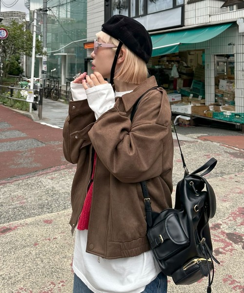 Alley Tokyo(アリートーキョー)の「エコスウェードBIGブルゾン(ブルゾン・レディース・ブラウン・FREE)」の14枚目の写真