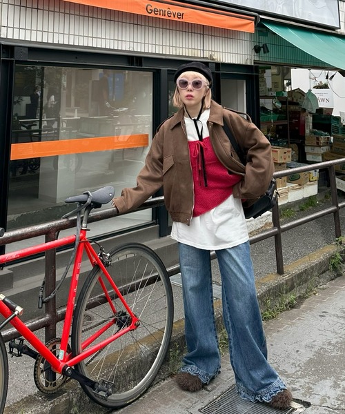 Alley Tokyo(アリートーキョー)の「エコスウェードBIGブルゾン(ブルゾン・レディース・ブラウン・FREE)」の8枚目の写真