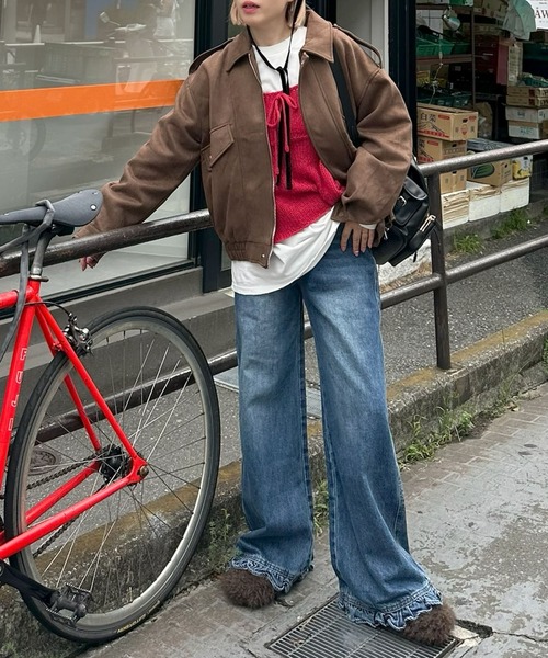 Alley Tokyo(アリートーキョー)の「エコスウェードBIGブルゾン(ブルゾン・レディース・ブラウン・FREE)」の13枚目の写真