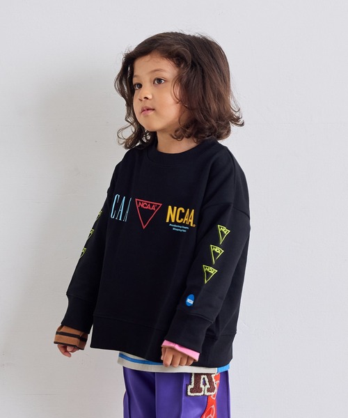 NCAA（エヌシーエーエー）の「【NCAA】別注ロゴスウェット/KIDS(80～120cm)（スウェット・キッズ・キナリ/ブラック/ブラウン・110/100/90/80/120）」の2枚目の写真