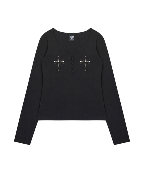 LUVISTRUE(ラヴイズトゥルー)の「GT PATCH SLEEVE TEE(Tシャツ/カットソー・レディース・チャコール/ホワイト/ブラック・FREE)」の19枚目の写真