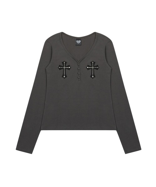 LUVISTRUE(ラヴイズトゥルー)の「GT PATCH SLEEVE TEE(Tシャツ/カットソー・レディース・チャコール/ホワイト/ブラック・FREE)」の21枚目の写真