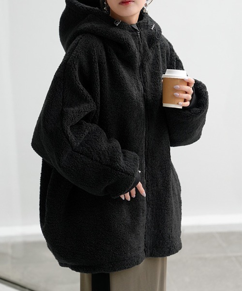 ボア × 裏起毛 「もこぽか」 ボアアウター（ブルゾン）｜HUG.U