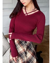 RESEXXY | デコルテクロスニットトップス(ニット/セーター)