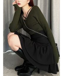 RESEXXY | デコルテクロスニットトップス(ニット/セーター)